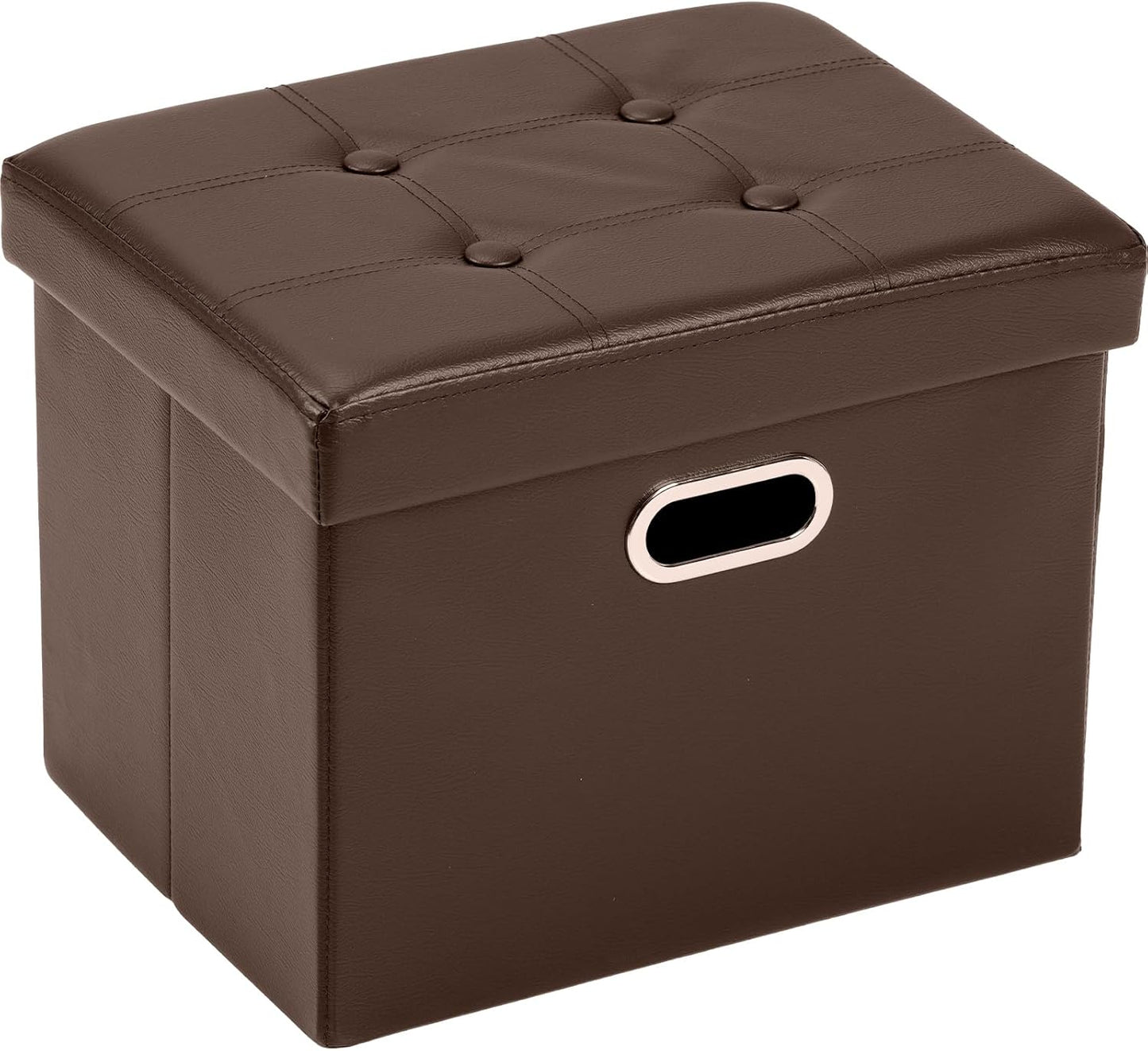 Ottoman with Storage Folding Leather Ottoman Footrest Foot Stool Black Ottoman for Room Small Rectangle Collapsible Bench Furniture with Handles Lid Toy Chest 17X13X13In