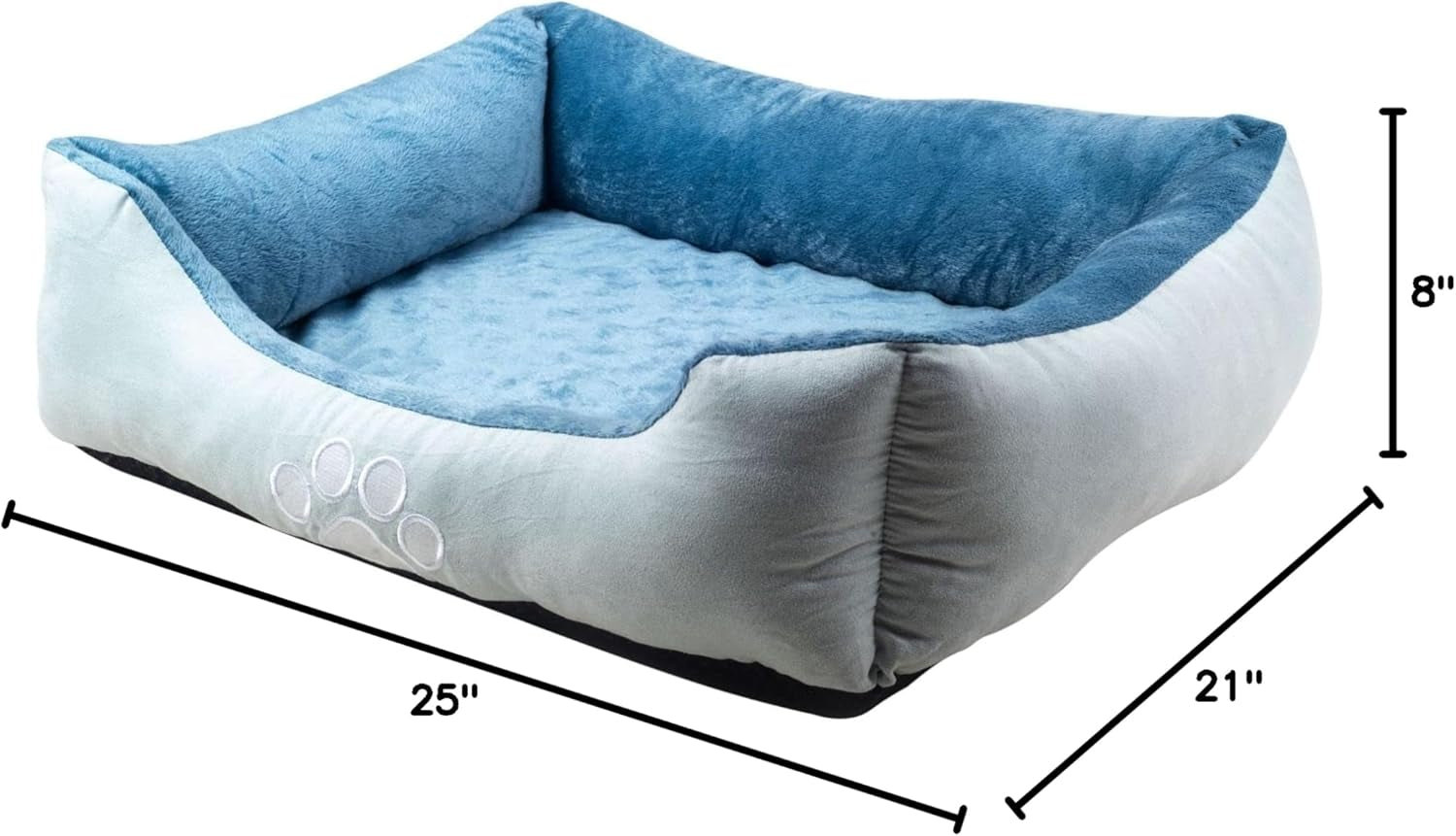Orthopedic Rectangle Bolster Pet Bed,Dog Bed, Medium 25X21 Inches Blue, by , Blue with Orthopedic Insert. (HCT-ORT-BLUE)