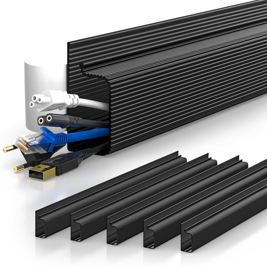 94.2In Cable Management, Cable Organizer,Adhesive Mount Cord Organizer for Desk, Cord Organizer, No-Drill Desk Wire Management for Home Office, Baby Proofing, Black