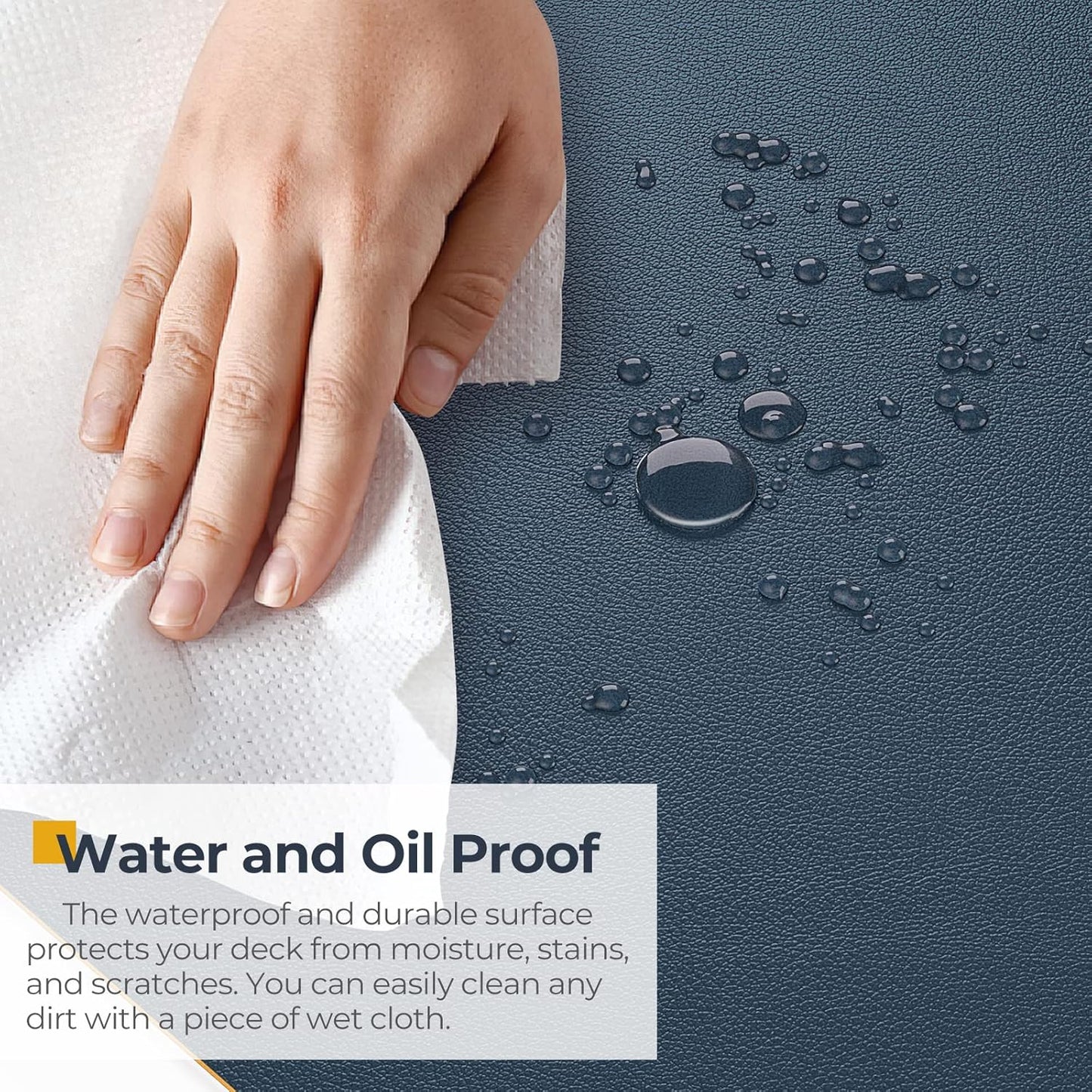 Non Slip Desk Mat, 35.4" X 15.7" PU Leather Desk Protector, Waterproof Large Mouse Pad, Desk Mat for Desktop, Desk Pad for Keyboard and Mouse, Office and Home, Blue X Yellow