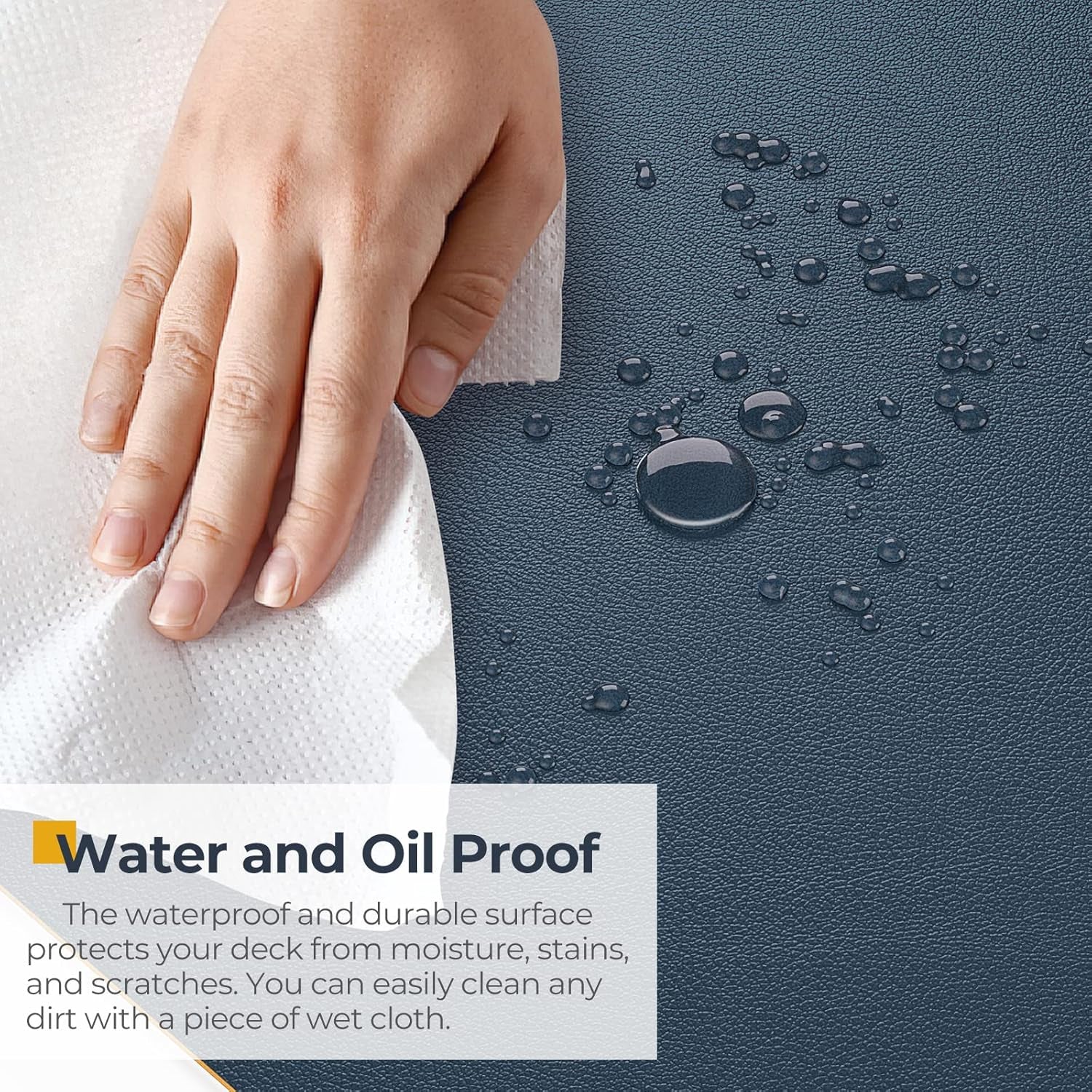 Non Slip Desk Mat, 35.4" X 15.7" PU Leather Desk Protector, Waterproof Large Mouse Pad, Desk Mat for Desktop, Desk Pad for Keyboard and Mouse, Office and Home, Blue X Yellow