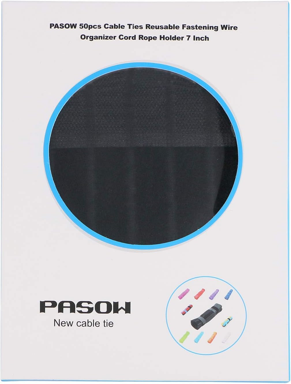 50Pcs Cable Ties Reusable Fastening Wire Organizer Cord Rope Holder 7 Inch (Black)