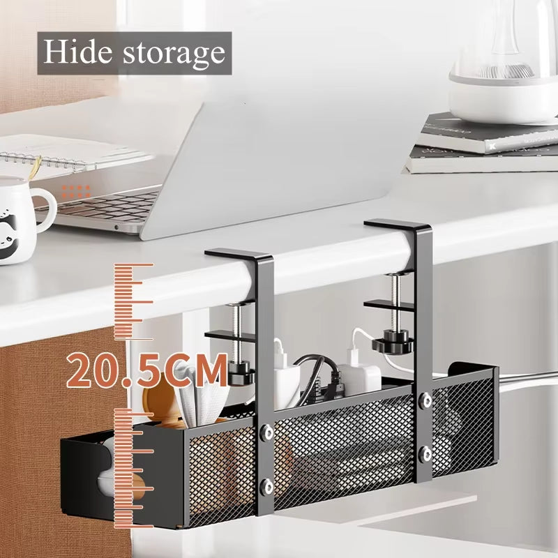 1PCS under Desk Cable Management Tray, No Drill Steel Desk Cable Organizers, Wire Management Tray Cable Management Rack