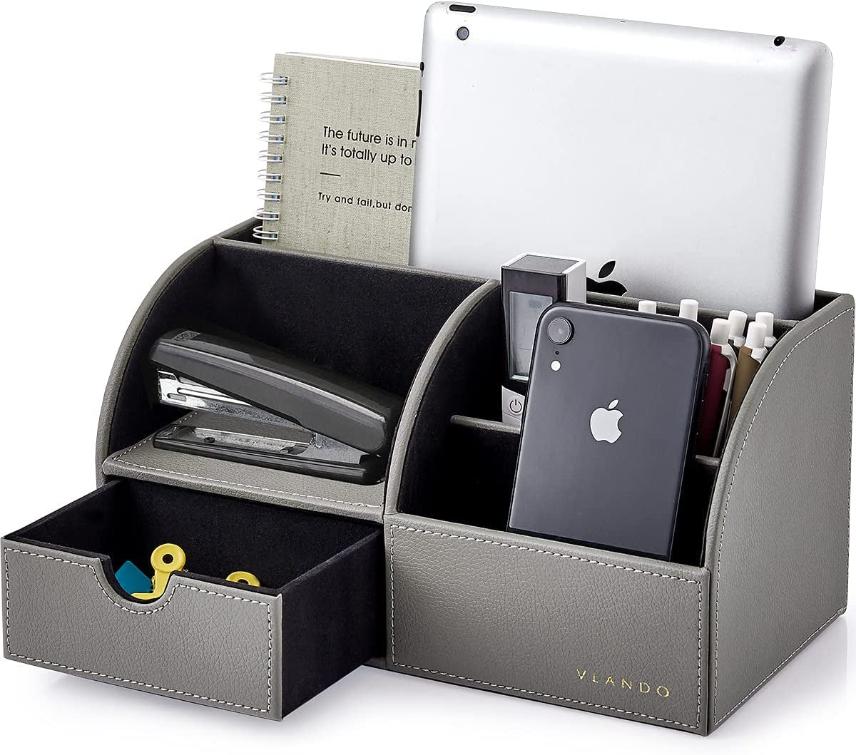 Office Supplies Desk Organizer Caddy,Back to School Supplies for Desk Caddy, Desktop Hanging File Letter Document Storage Holder with Drawer Organizer Section for Office Home 2 Pack Black