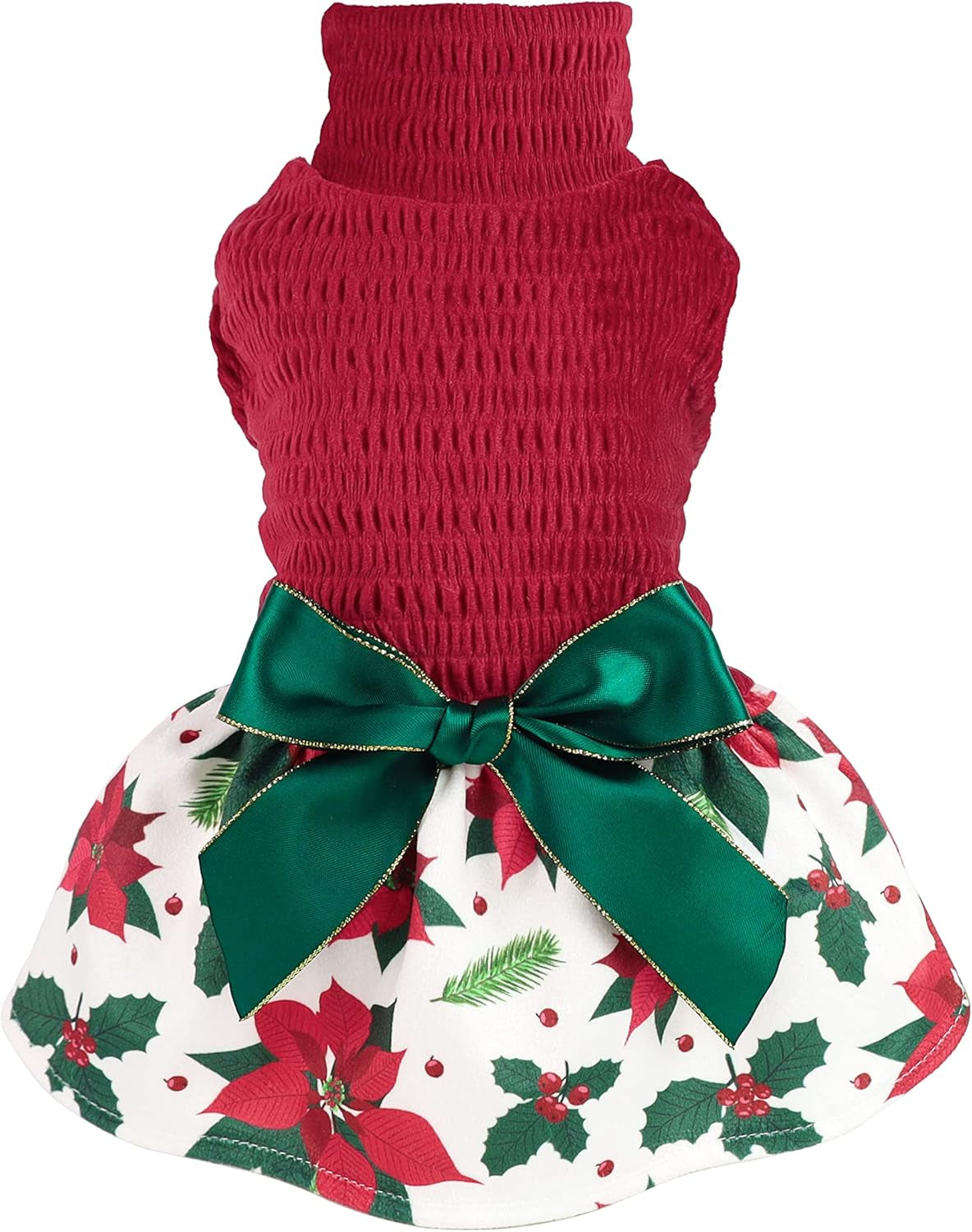 Christmas Candy Canes Dog Dress, Cute Dog Christmas Outfit, Doggy Clothes for Small Dogs Girl, Pet Apparel, Silver, Red, White, XXS