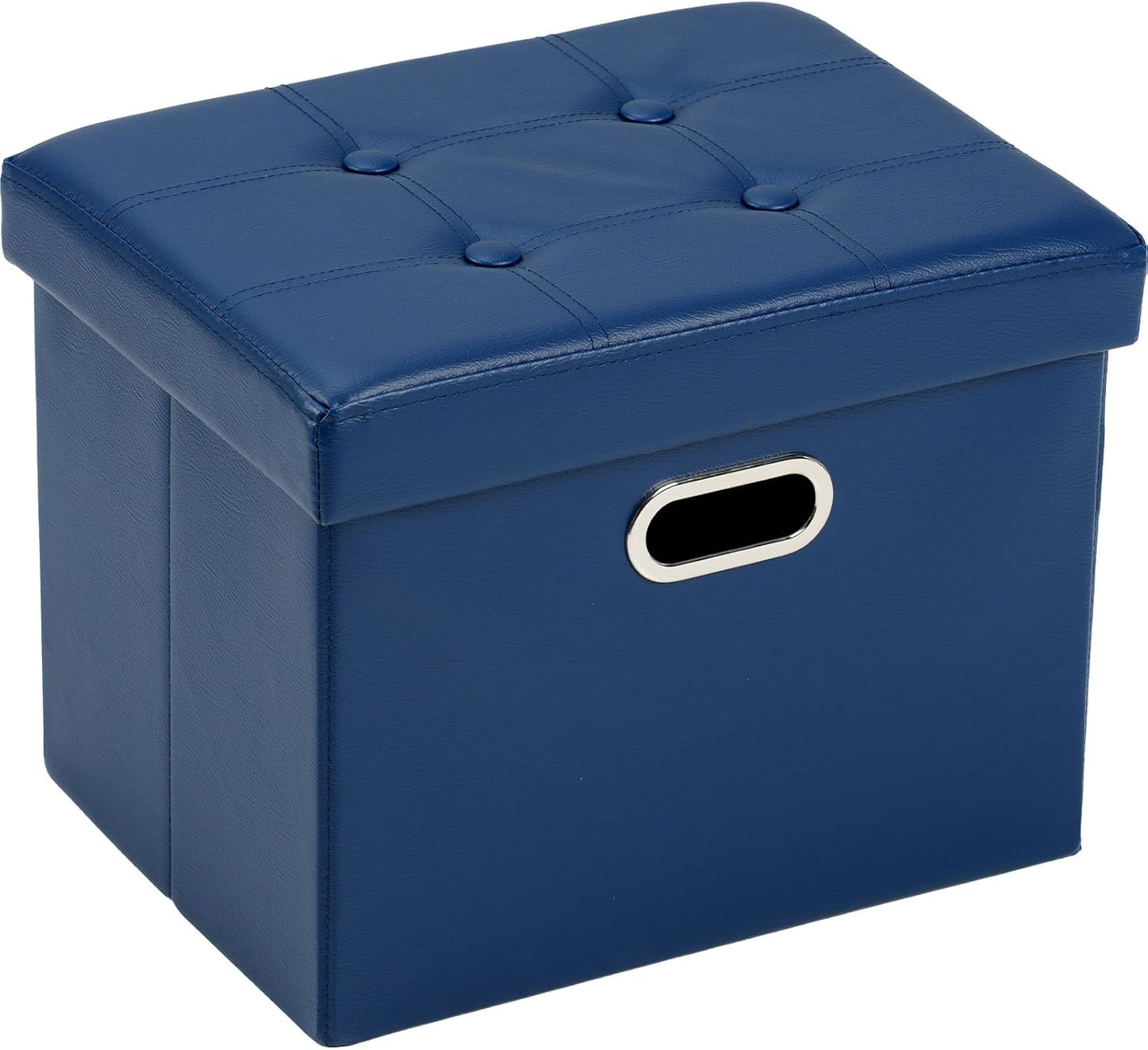 Ottoman with Storage Folding Leather Ottoman Footrest Foot Stool Black Ottoman for Room Small Rectangle Collapsible Bench Furniture with Handles Lid Toy Chest 17X13X13In