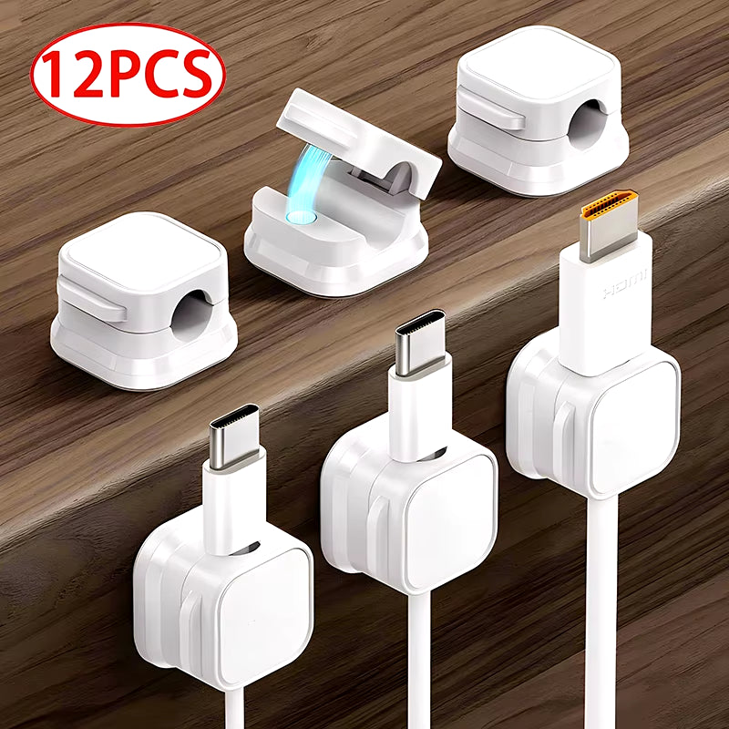 Magnetic Cable Clip Cable Holder Adhesive Wire Keeper Cord Cable Organizer for Home Office under Desk Management