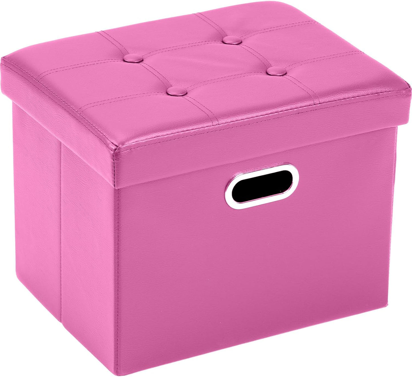 Ottoman with Storage Folding Leather Ottoman Footrest Foot Stool Black Ottoman for Room Small Rectangle Collapsible Bench Furniture with Handles Lid Toy Chest 17X13X13In