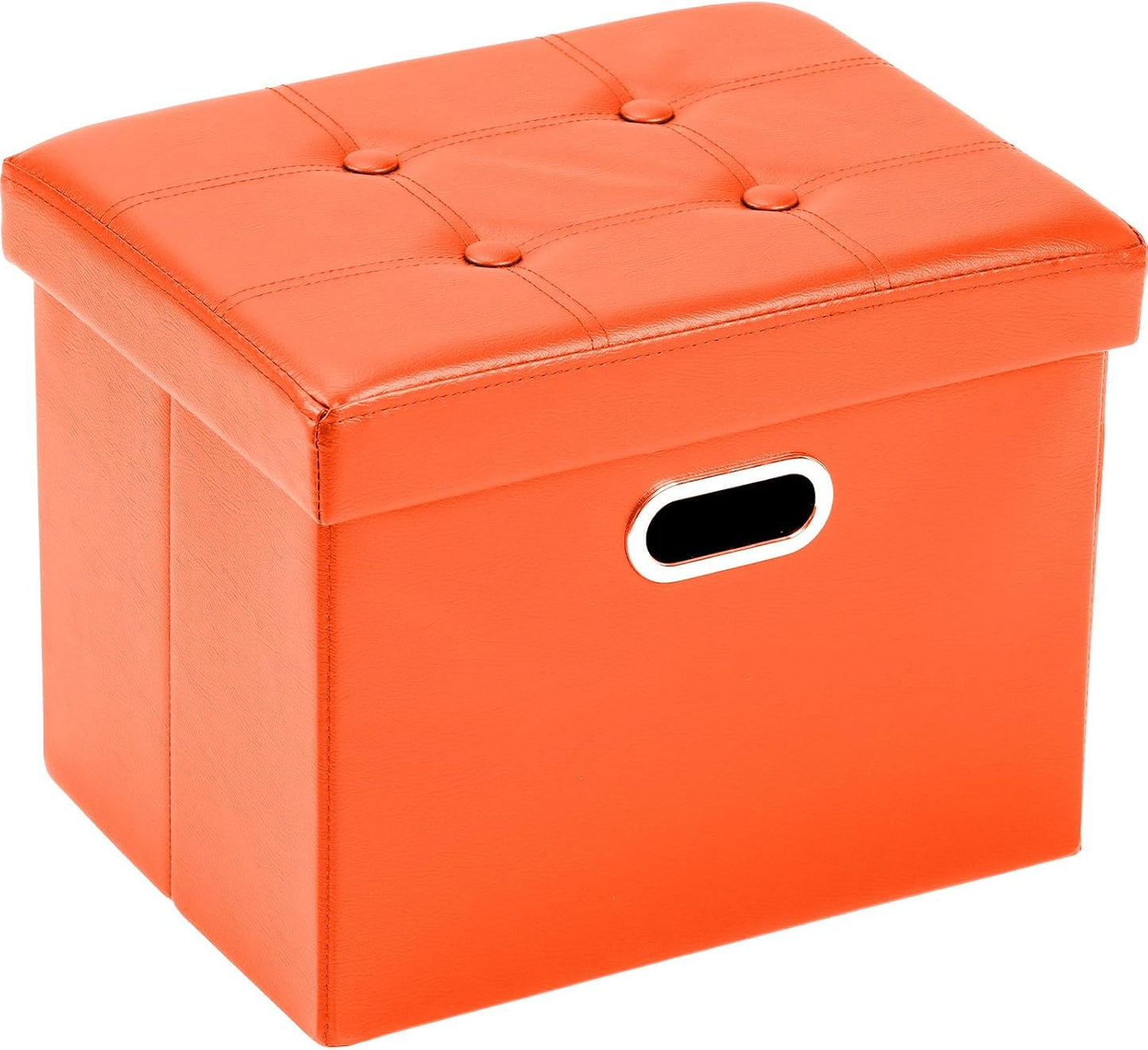 Ottoman with Storage Folding Leather Ottoman Footrest Foot Stool Black Ottoman for Room Small Rectangle Collapsible Bench Furniture with Handles Lid Toy Chest 17X13X13In