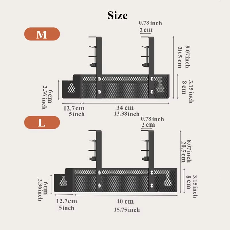 1PCS under Desk Cable Management Tray, No Drill Steel Desk Cable Organizers, Wire Management Tray Cable Management Rack