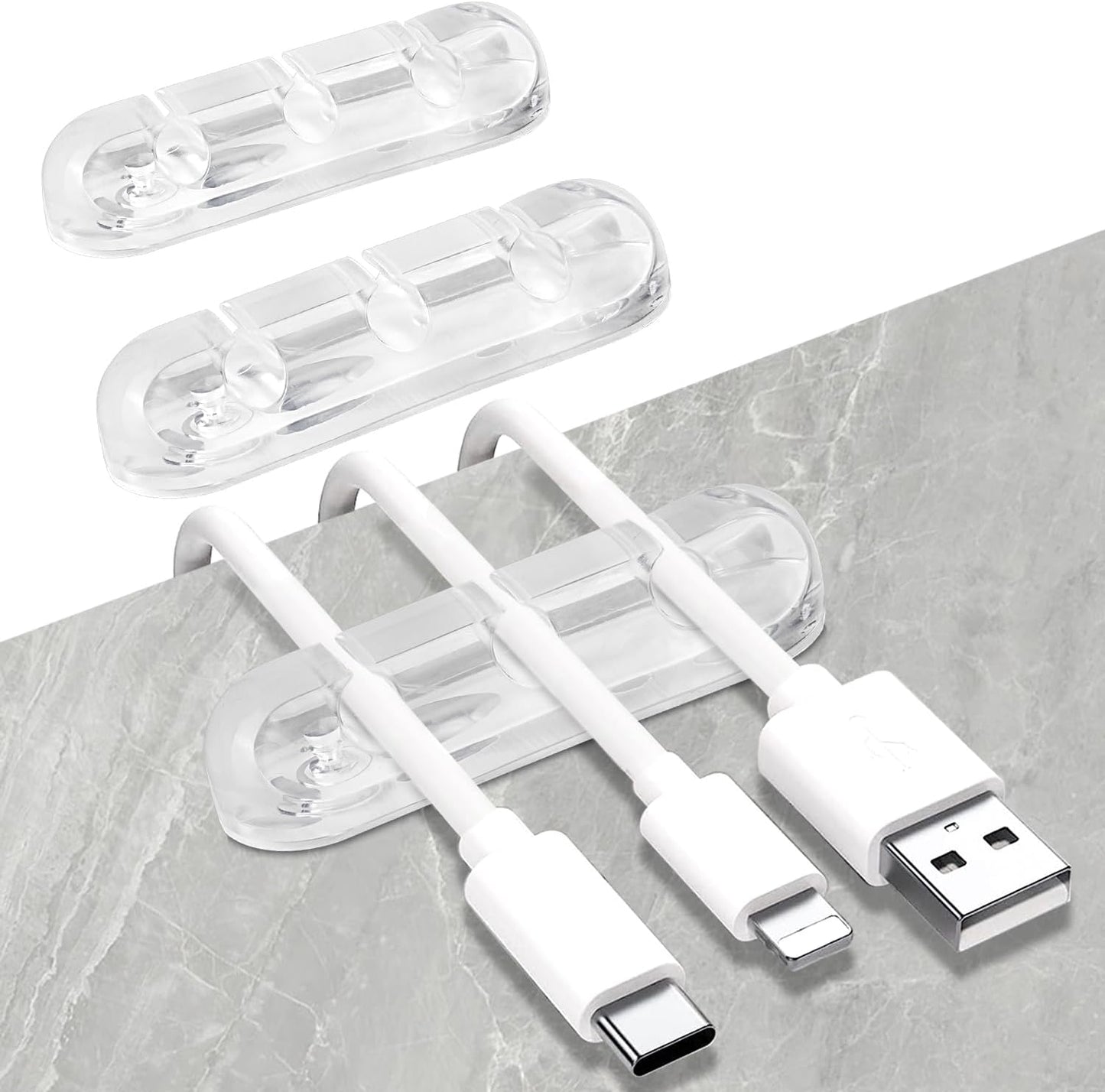 Cable Holder Clips, 3-Pack Cable Management Cord Organizer Clips Silicone Self Adhesive for Desktop USB Charging Cable Nightstand Power Cord Mouse Cable Wire PC Office Home
