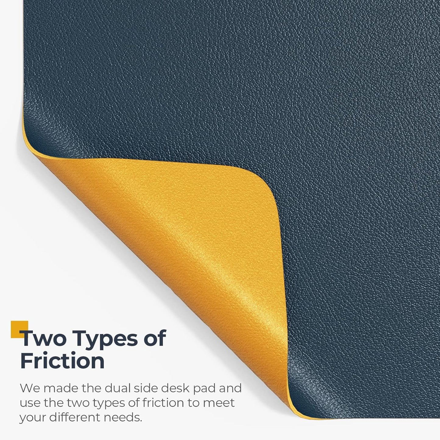 Non Slip Desk Mat, 35.4" X 15.7" PU Leather Desk Protector, Waterproof Large Mouse Pad, Desk Mat for Desktop, Desk Pad for Keyboard and Mouse, Office and Home, Blue X Yellow