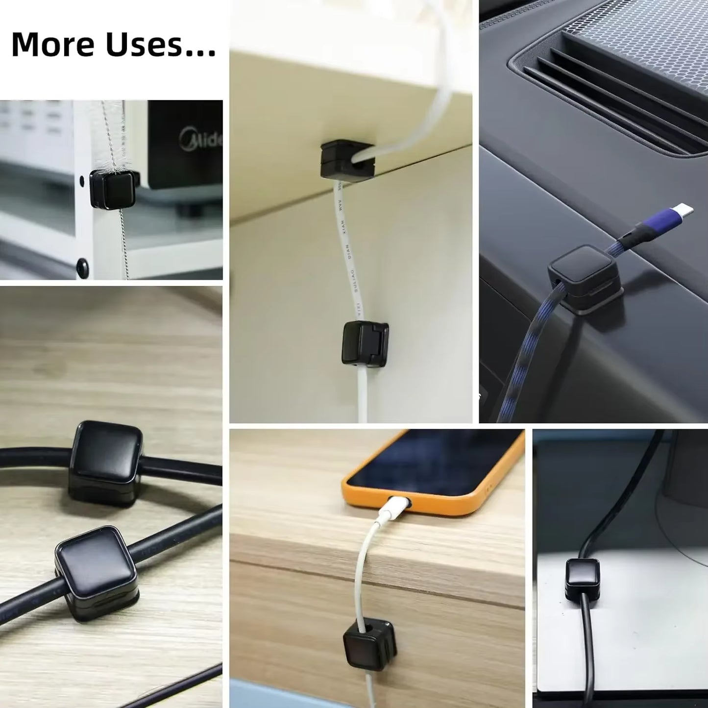 6PCS Magnetic Cable Clips Cable Smooth Adjustable Cord Holder under Desk Cable Management Wire Keeper Cable Organizer Holder